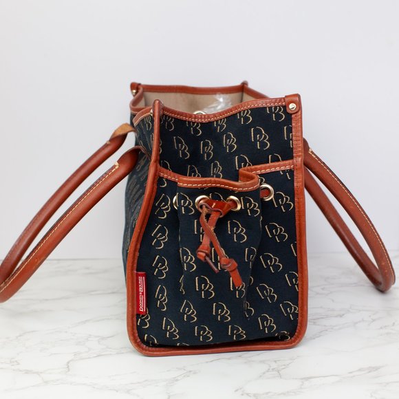 Dooney & Bourke Canvas Black Canvas Signature Logo Tote Bag - Picture 4 of 12